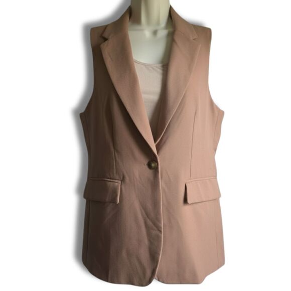 NWT Rachel Zoe Camel Sleeveless Blazer Vest M - Picture 1 of 8